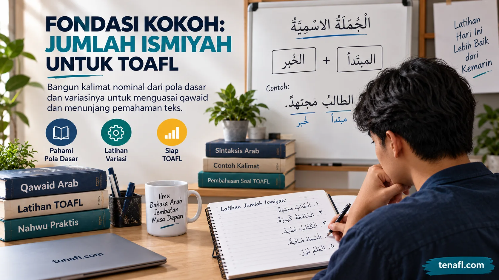Peserta belajar pola mubtada dan khabar dalam latihan jumlah ismiyah TOAFL